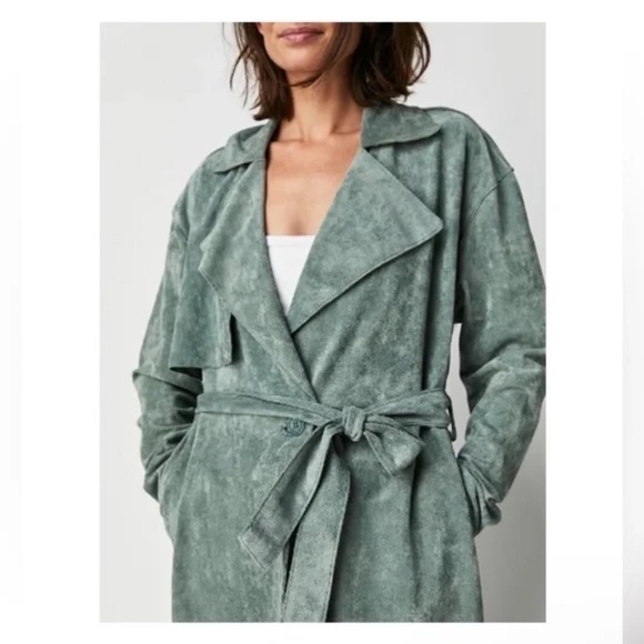 NWT Free People x Blank NYC Vegan Suede Trench - Picture 2 of 11